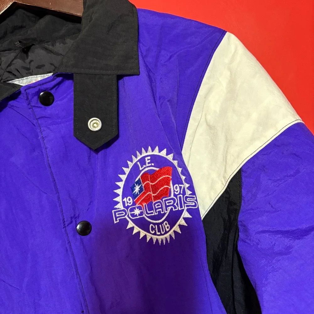 Vintage 90s Polaris L.E. Club Bomber Jacket Purple Black White Mens‎ M/M - Picture 2 of 8